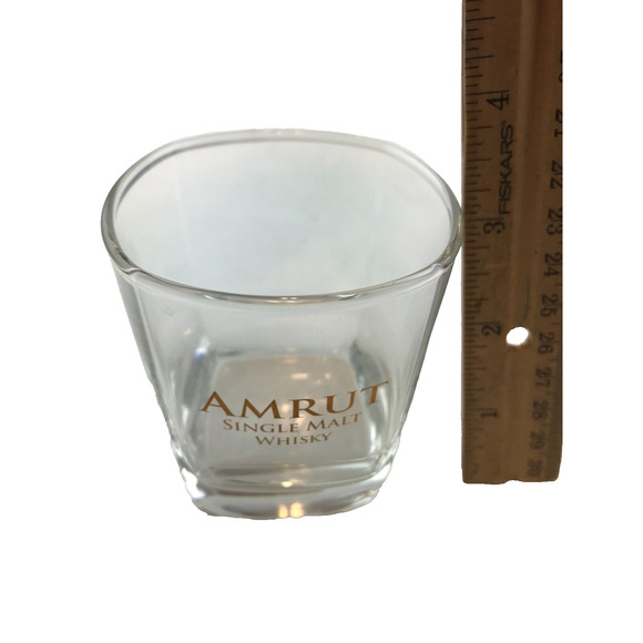 2 Amrut Square Bottom Indian Single Malt Whisky Glasses NEW